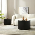 thumbnail image 5 of Noble House Nesting Round Coffee Tables, Modern MDF Handcrafted Relief for Living Room, Matte Black, Set of 2, 5 of 7