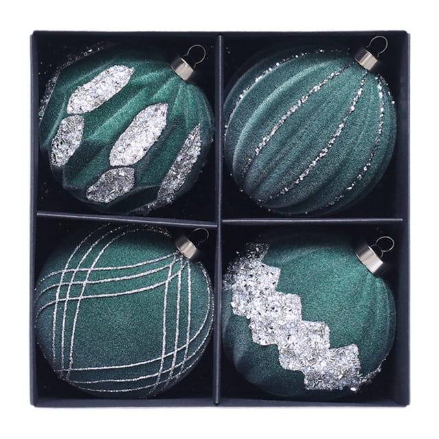 4 piezas de adornos de bolas de Navidad, adornos colgantes para de Navidad, decoración artesanal de Navidad para Acción de Gracias, Halloween, verde intenso