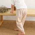 thumbnail image 5 of Kids Boys Girls Summer Pants Cotton Linen Solid Color Casual Toddler Pants With Drawstrings, 5 of 6