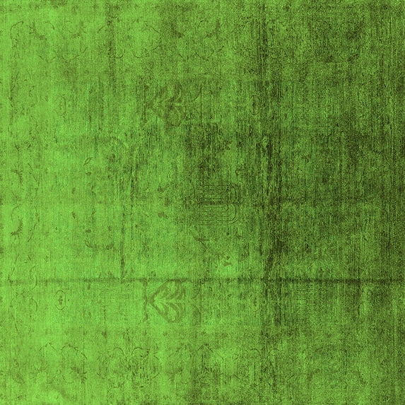 Ahgly Company Indoor Square Oriental Green Industrial Area Rugs, 8' Square