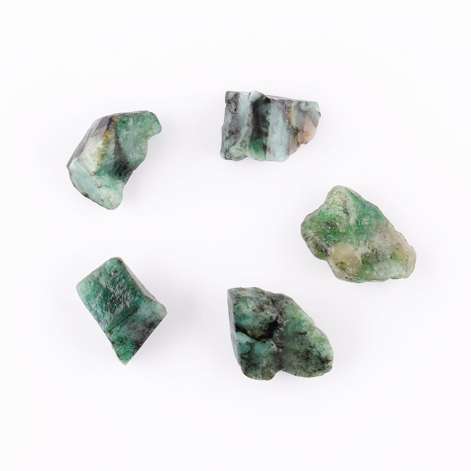 QNAVIC 5pcs Natural Raw Emerald Rough Gemstone Wholesale Bulk Lot, Birthstone, Energy DIY Craft Stone, Raw Healing Crystals, Loose Gemstone for Wire Wrapping, Jewelry Making Supply
