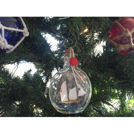 Home Depot Christmas Decor Ideas Bluenose Sailboat in a Glass Bottle Christmas Ornament 4