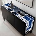 thumbnail image 5 of Blue Black Geometric Table Runner 36 Inches Long, Modern Minimalist Abstract Stripes Kitchen Coffee Dining Table Decoration for Home Party Birthday Wedding Home Decor 13x36 Inches, 5 of 8