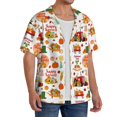 thumbnail image 2 of Fuzoiu Fall Farm Pumpkin Print Men's Casual Short,Men's Short Sleeve Shirt,Mens Casual Button Down Shirts,Cuban Collar Summer Shirt for Beach, Vacation, and Outdoor Activities-XX-Large, 2 of 5