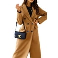 thumbnail image 6 of Grianlook Women Calf Length Long Sleeve Coat V Neck Lapel Collar Jacket Winter Warm Solid Color Outwear Khaki L, 6 of 6