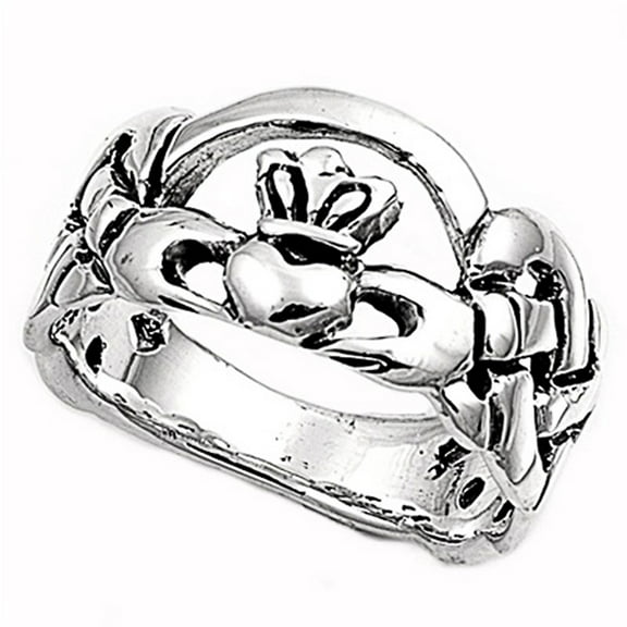 Sterling Silver Claddagh Ring 10mm ( Size 4 to 9)