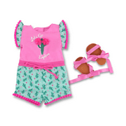 My Life As Doll 2 Pack Fashion Bundle, includes Let's Go Explore Printed Ruffle T & Shorts & Unicorn PJ Set for 18" Dolls, 5 Pieces