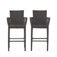 thumbnail image 2 of Modern Design Outdoor Grey Wicker Barstools (Set of 2), Assembly Required Brown, 2 of 5