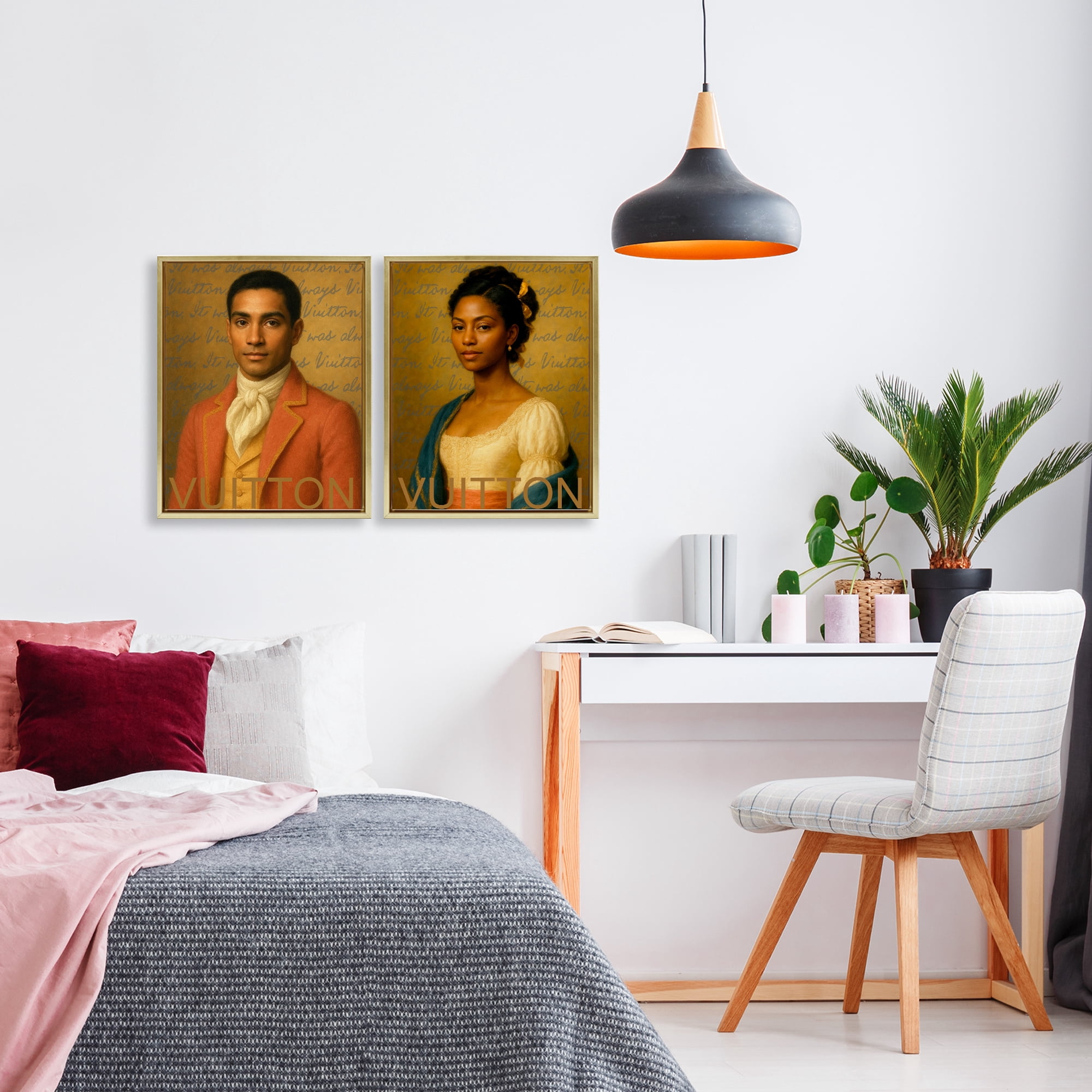 Stupell Industries Vintage Fashion Pair 2 Piece Gold Framed Floater Canvas Set, design by Grotto Studios