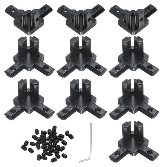 10Pack 3-Way End Interior Corner Connectors with Screws and Wrench, 2020, Black