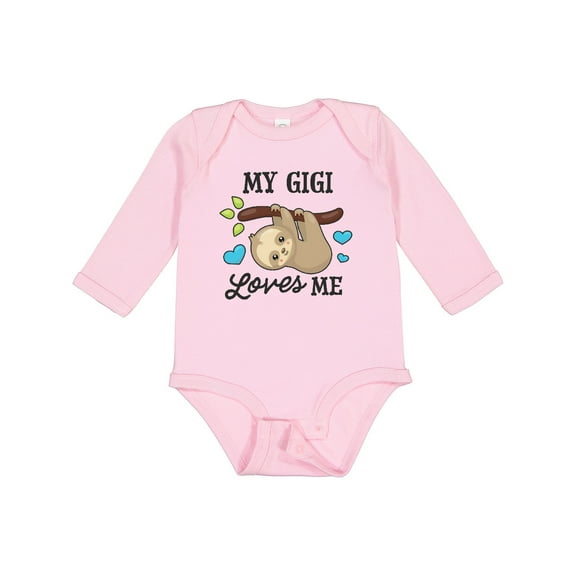 Inktastic My Gigi Loves Me with Sloth and Hearts Boys or Girls Long Sleeve Baby Bodysuit