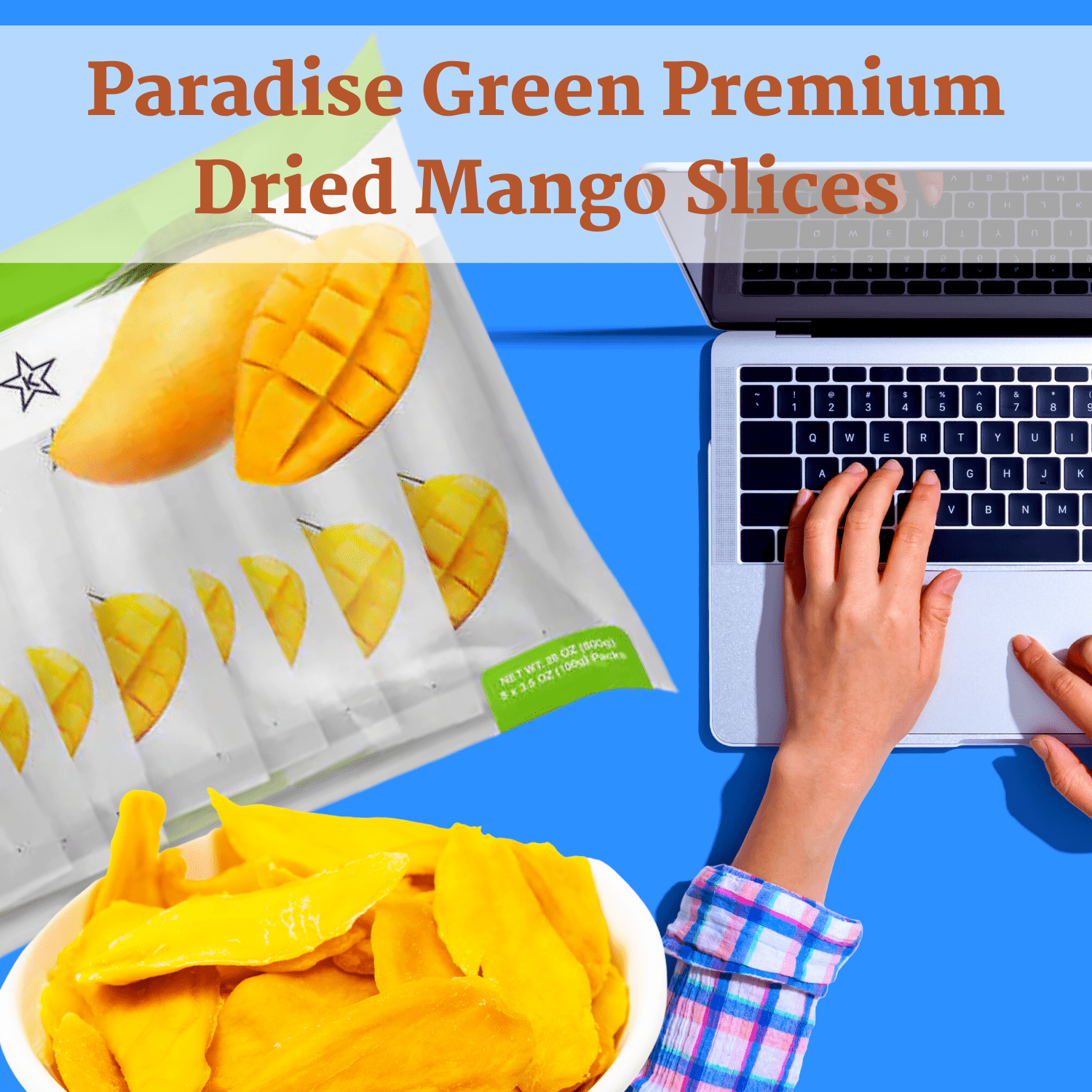 Paradise Green Premium Dried Mango Slices, 3.5 oz, 8 Count