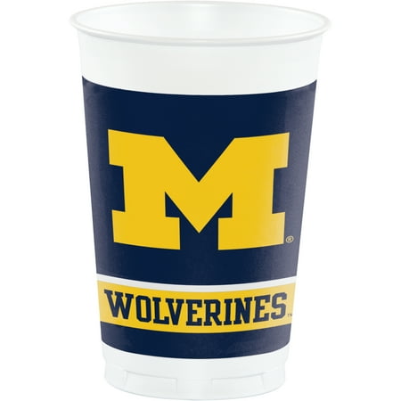 University of Michigan 20 oz Plastic Cups 24 Count for 24 Guests