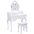 thumbnail image 2 of Patiojoy Tri-folding 7 Drawers Old-fashioned Vanity Mirror Makeup Dressing w/ Removable Top, 2 of 7