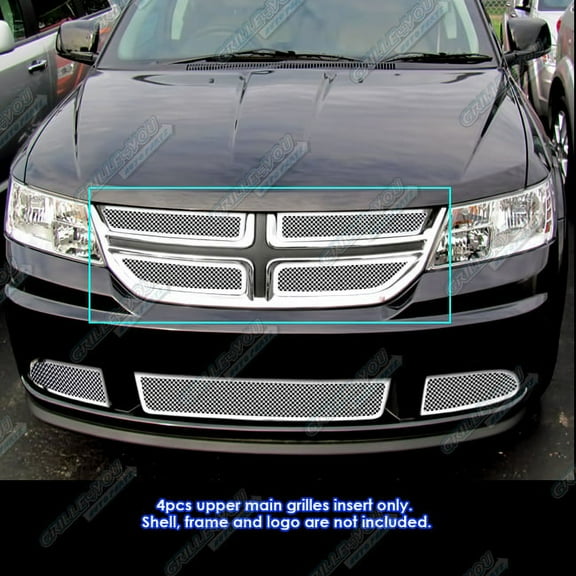 APS Compatible with Dodge Journey 2011-2020 Main Upper Stainless Steel Chrome Mesh Front Grill Grille Insert D76876T