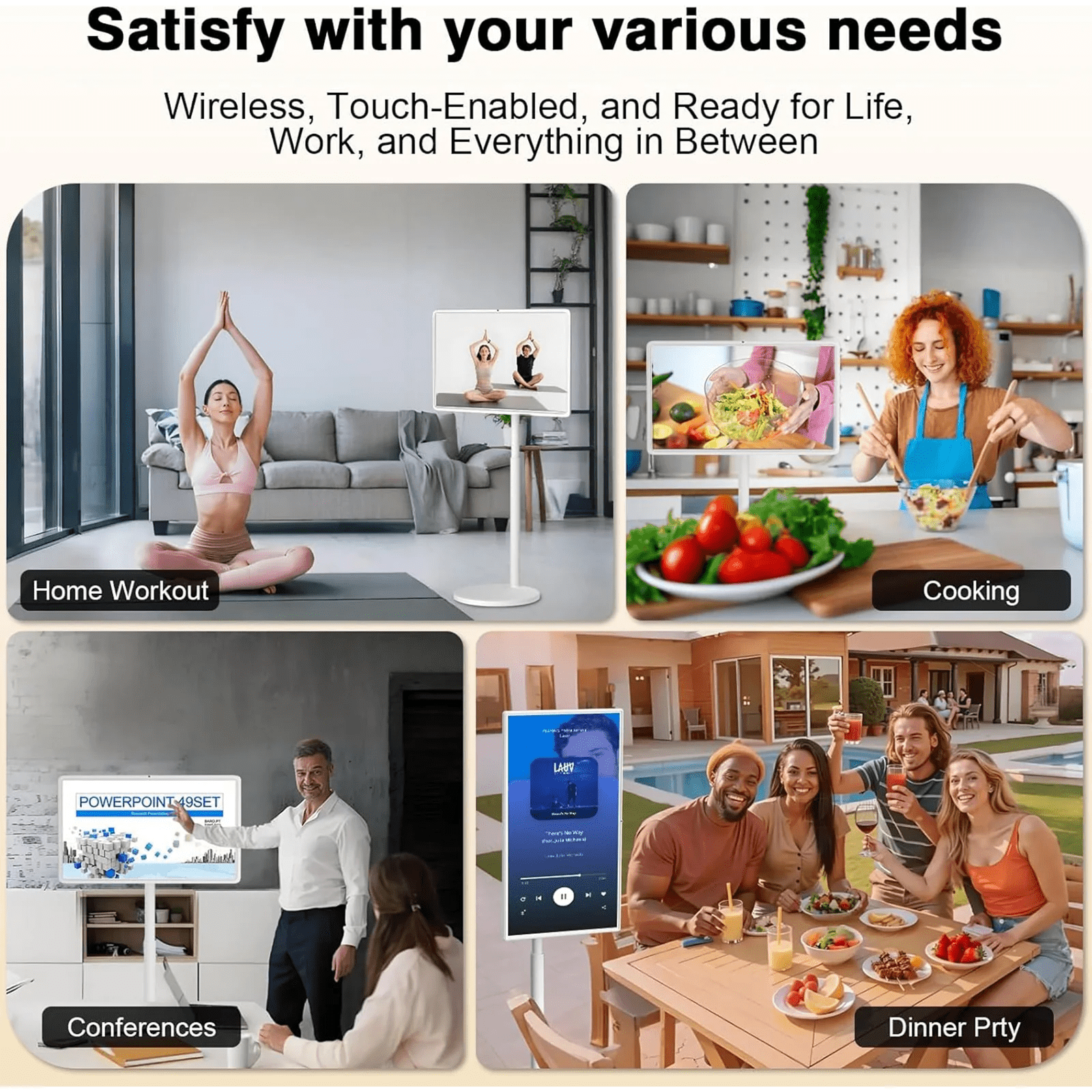 Portable TV On Wheels 32" Touch Screen With Buit-In Camera, Android OS Install APP At Will, Any Time Any Where | 360SPB®