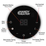 Handy Heater 3D Heat Tower 1500W Oscillating Space Heater with Remote, Adjustable Thermostat and Timer, Black