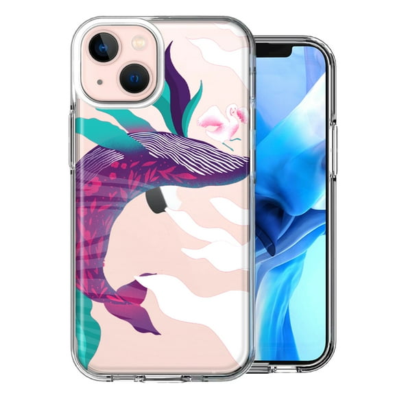 MUNDAZE For Apple iPhone 13 Mystic Floral Whale Design Double Layer Phone Case Cover