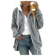 thumbnail image 6 of Qwertyu Winter Jacket Women Plus Size Fuzzy Fleece Jackets Long Coat Light Casual Fall Outerwear with Faux Fur Hood Light Gray 5XL, 6 of 6