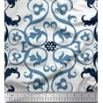 thumbnail image 1 of Soimoi Poly Georgette Fabric Swirl & Ogee Damask Print Sewing Fabric Yard 52 Inch Wide, 1 of 1