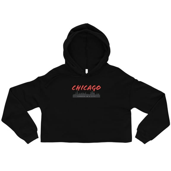 Chicago Garden In A City Crop Hoodie (Black, S)