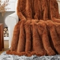 thumbnail image 6 of Battilo Fluffy Orange Faux Fur Blanket for Couch Bed, Home Fall Decor, Soft Fuzzy Fur Throws, 50"x60", 6 of 8