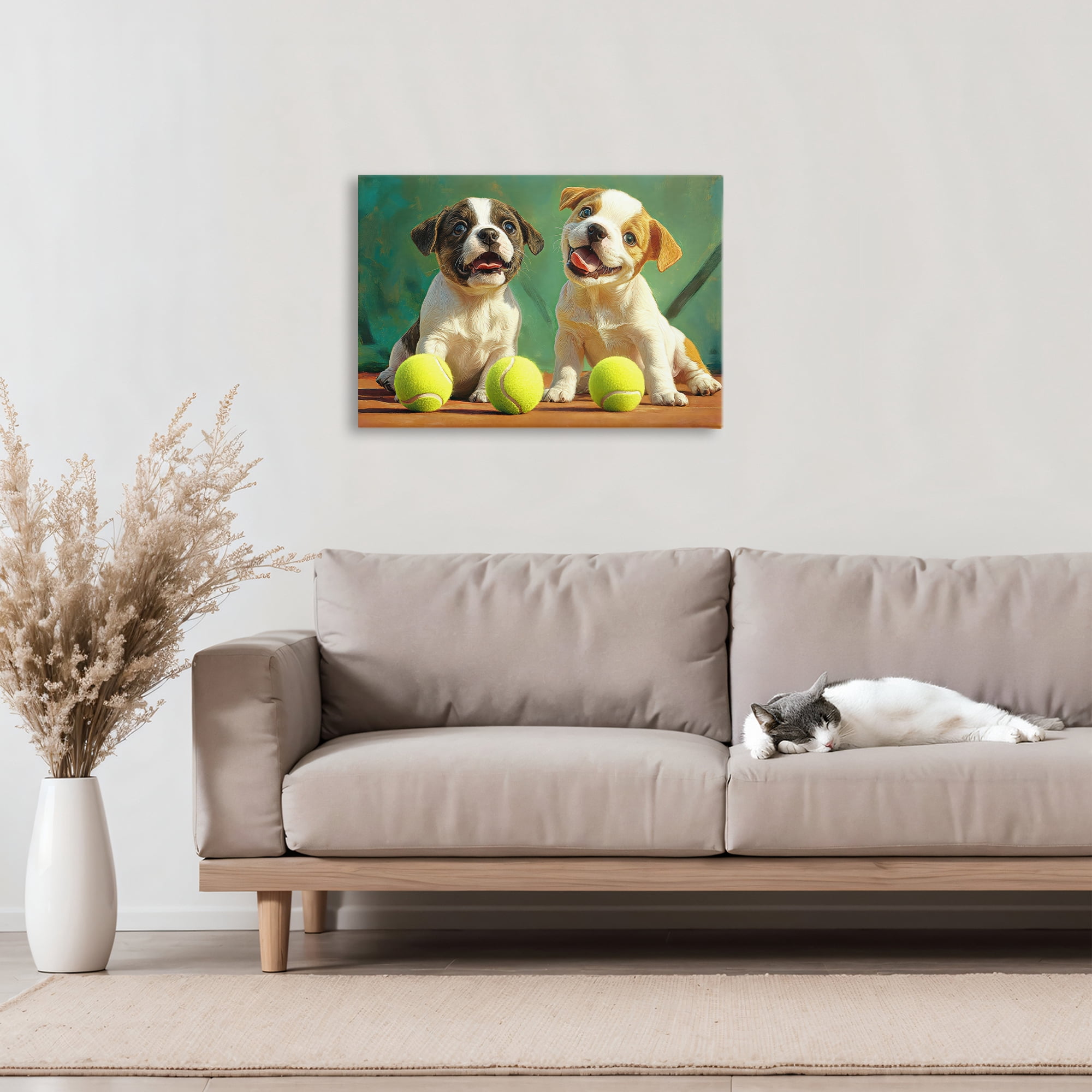 Stupell Industries Adorable Puppies with Tennis Balls Canvas Wall Art, design by Imagine It Images