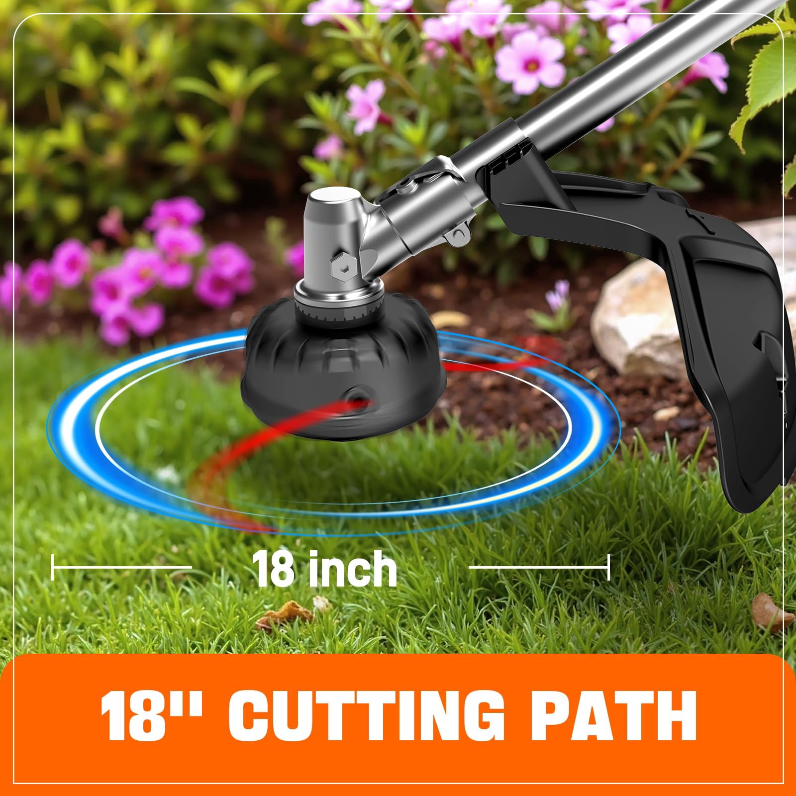 SENIX 4-Cycle 31cc Gas Brush Cutter,String Trimmer,Edger Lawn ,17.7" Cutting Width, Straight Shaft, Front D-Handle, Bump Feed, for Lawn & Grass