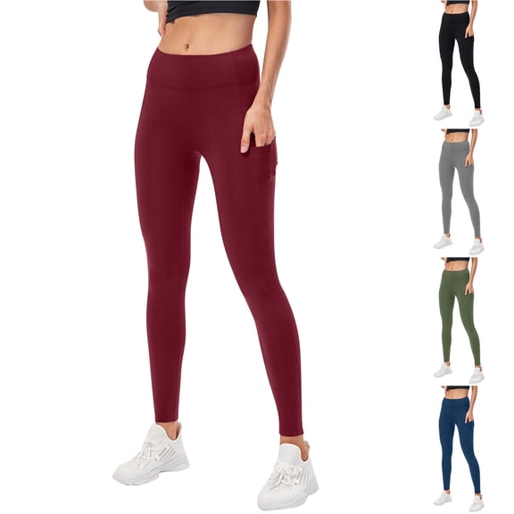 EaskTriop Women's Leggings with Pockets High Waist Stretchy Yoga Pants Soft Activewear Running Gym Trousers Breathable Black Slim Fit