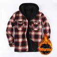 thumbnail image 5 of purcolt Men's Sherpa Lined Plaid Flannel Shirt Jacket with Hood Button Down Slim Hoodies Winter Warm Outerwear Coat with Pockets, 5 of 7