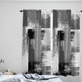 thumbnail image 4 of Oil Painting Black Grey Kitchen Curtains 84 Inch Length Curtains Drapes, Modern Geometric White Abstract Art Rod Pocket Window Curtains for Living Room/Bedroom, 52" x 84", 2 Panels, 4 of 5
