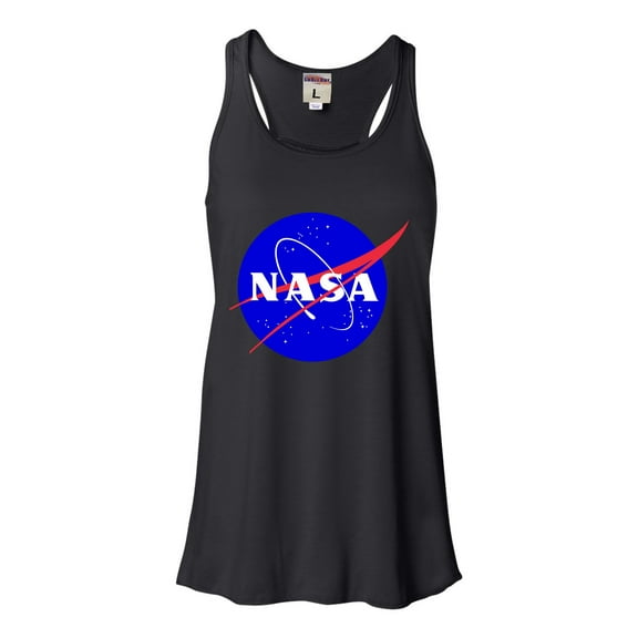 Womens Blue NASA Logo Flowy Racerback Tank Top T-Shirt