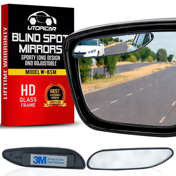 Utopicar Adjustable Blind Spot Convex Car Mirror Model Long, 2 Pack