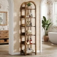 thumbnail image 4 of Tribesigns 6-Tier Narrow Bookshelf, 71" Tall Arched Bookcase with Shelves for Small Space for Living Room, Home Office, Rustic Brown, 4 of 7