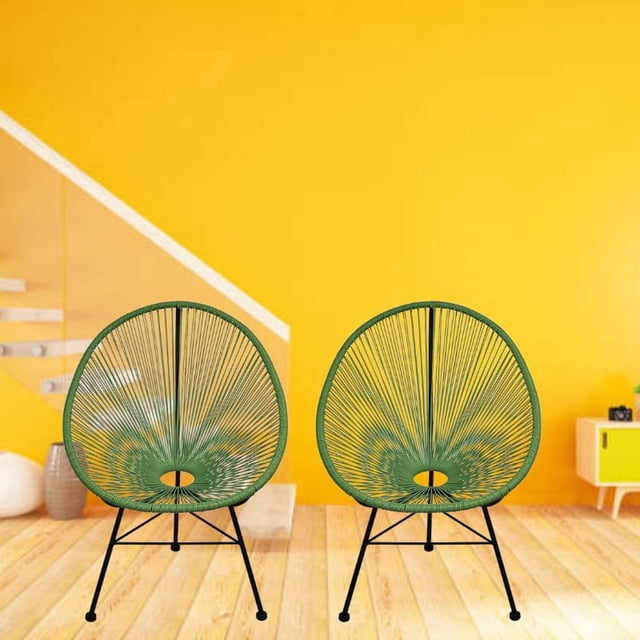 Costa Lounge Chair, Wire Lounge Chair, Plastic Lounge Chair, Beach Lounge Chair, Indoor-Outdoor Lounge Chair,Acapulco style Rattan,Weather Resistant,Patio Lounge Chair, Oval Lounge Chair - Set 2