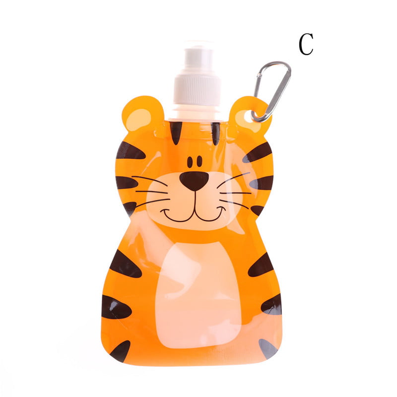 Portable Eco-Friendly Foldable Cartoon Animal Water Bag Kids Travel Drink Bottle 