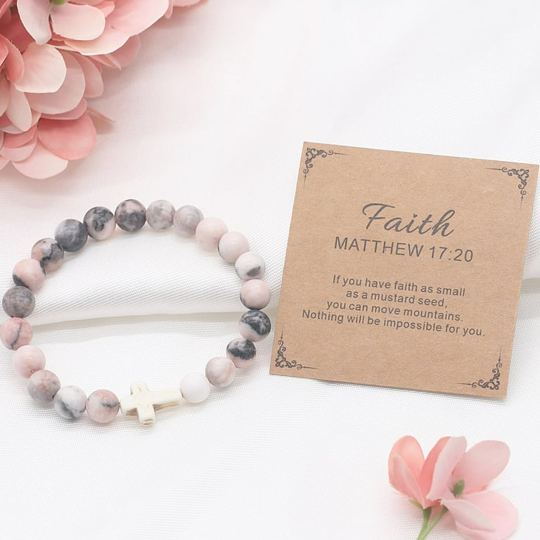 Bead Bracelet for Women, Cross Bracelet for Godmother Christian