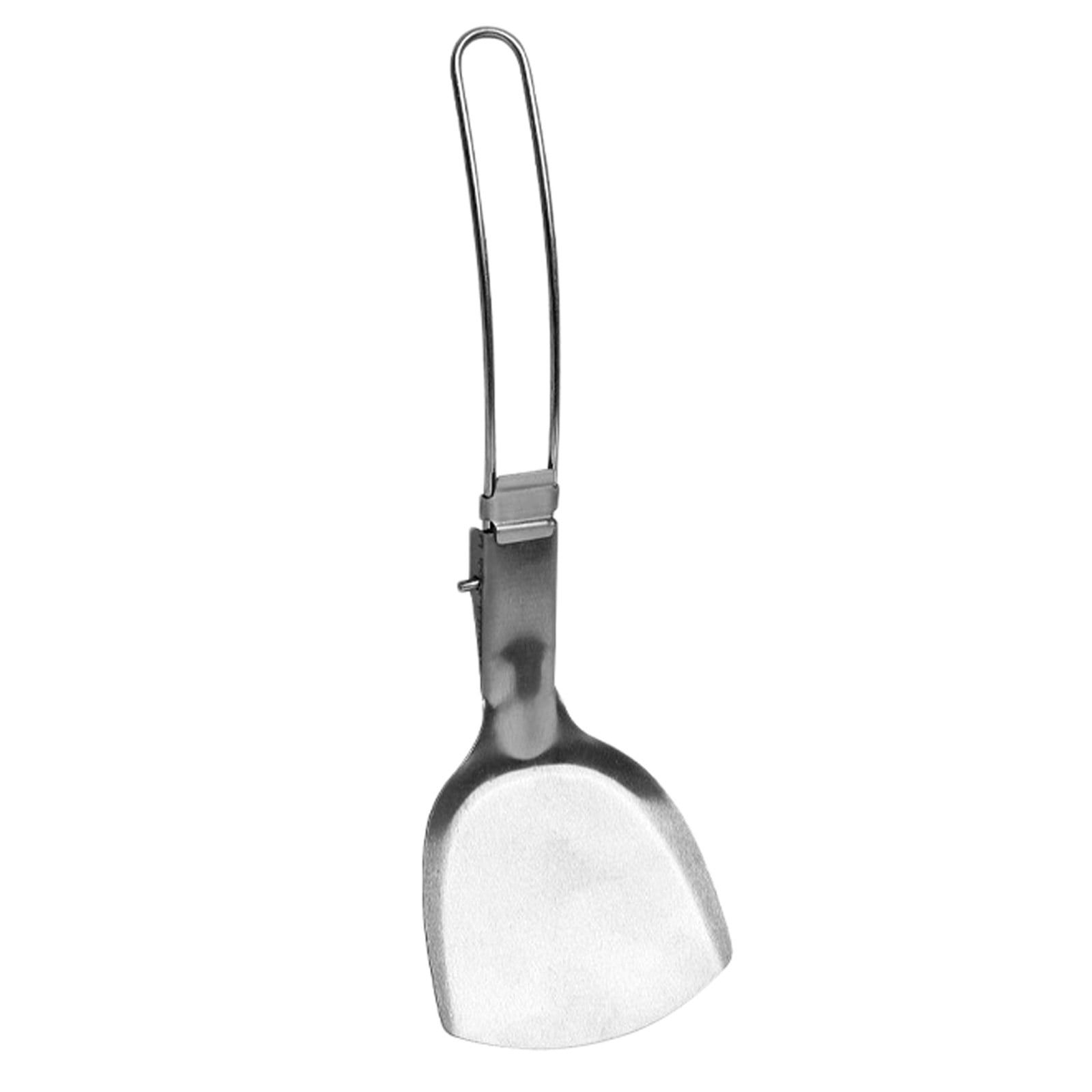 MOPOOR Outdoors Folding Chef Spatula and Spoon,Outdoor Folding Frying Spatula Camping Portable 304 Stainless Steel Spatula Picnic Barbecue Cutlery for Camping, Picnic, Travel, Hiking, BBQ