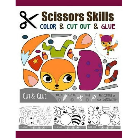 Scissors Skill Color & Cut out and Glue Skills Workbook (Paperback)