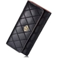 thumbnail image 3 of Cartera de mujer de cuero largo elegante embrague corona monedero tarjetero señora mujer moda embrague corona titular de la tarjeta (negro), 3 of 5