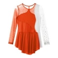 thumbnail image 6 of Riismen Kids Girls Figure Skating Dress Long Sleeves Ballet Dance Skirted Leotards Gymnastics Outfits Orange 10, 6 of 7