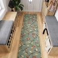thumbnail image 2 of Ottomanson Extra Long Runner Rug 2'7" x 49' – Non-Slip Low Pile Hallway Carpet, Floral Seafoam Green, 2 of 7