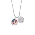 thumbnail image 2 of Delight Jewelry Silvertone Large Peace Sign with USA Flag Silvertone Script Initial Disc - Z - Charm Necklace, 20"+3", 2 of 4