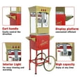 thumbnail image 7 of Commercial Popcorn Machine with Cart - 12oz Vintage Style Popper, 850W, Tempered Glass & Warming Deck, Wheels for Home Theater, Parties, Events, Red, 7 of 7
