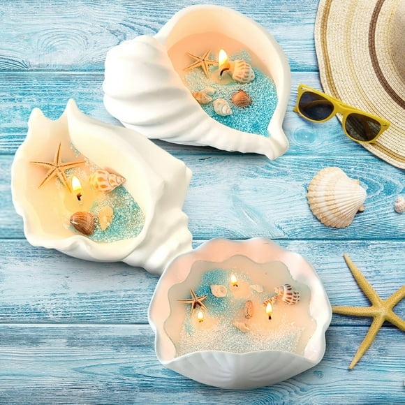 Fiudx Vela de Gel de Cera de Soja En Forma de Concha, Aromaterapia Terapéutica, Alivia El Estrés y Mejora El Estado de Ánimo, Diseño Decorativo de Concha, Aroma Floral Duradero, Regalo para Seres Que