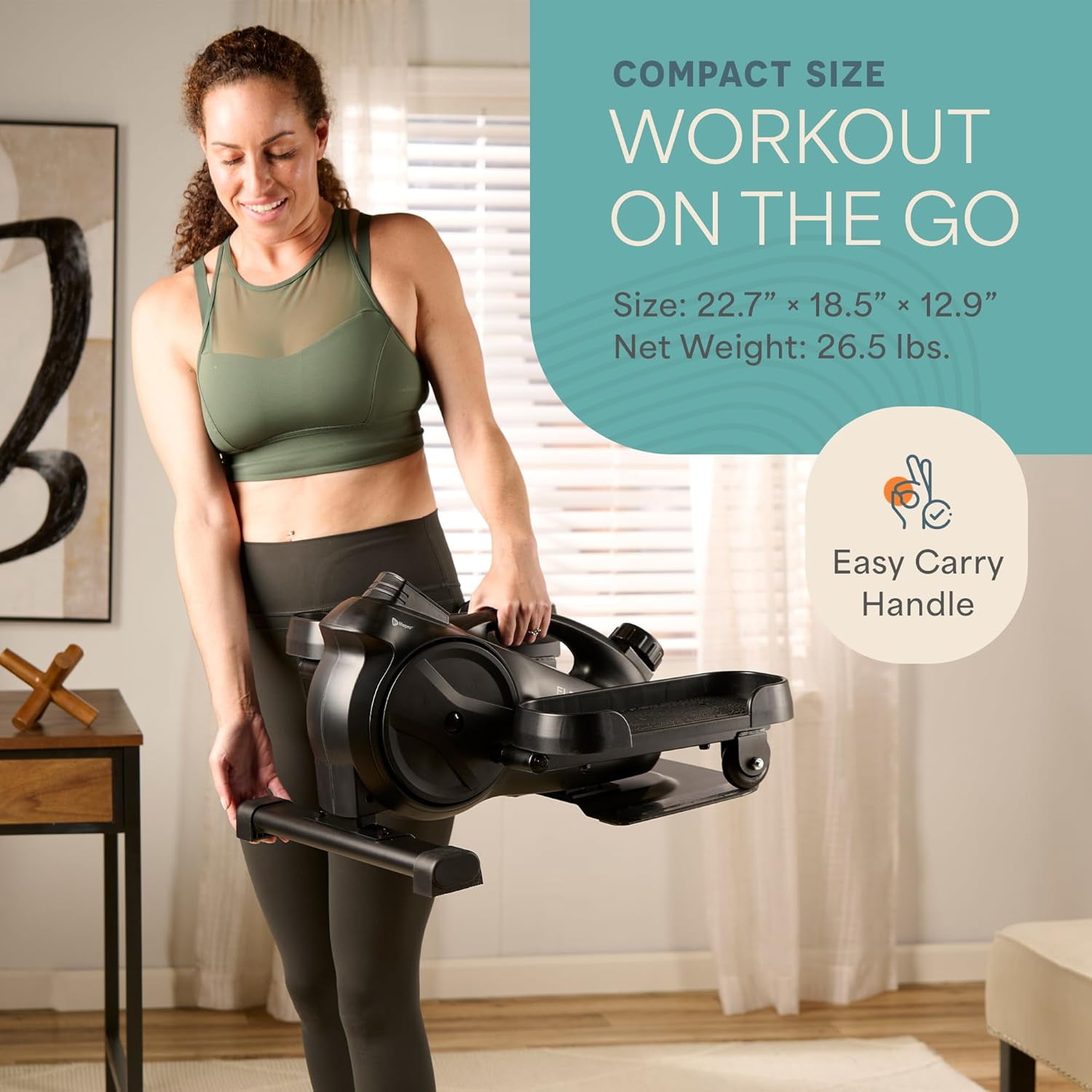 LifePro Under Desk Elliptical Machine with or without Red Light – Portable Leg Pedal Exerciser for Home & Office, Quiet Seated Exercise Machine for Seniors & Adults - Black