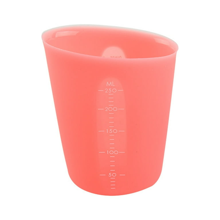 Farfi Juice Cup Non-slip Smooth Edge Easy to Clean Silicone Measuring Cup  Tool for Baking (Red,250ml) 