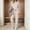 Beige, variant on Two Piece Lounge Set Women Ribbed Knit Travel Outfit Wrinkle-Resistant Relaxed Fit