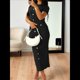 thumbnail image 5 of Vestido de Cóctel Ajustado Midi Texturizado con Bolsillos y Botones para Mujer Negro M, 5 of 7