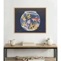 Kate and Laurel Pet Goldfish Cute Botanicals Fish Tank Framed Wall Art by The Creative Bunch Studio, 20x16 Natural, Colorful Fish Bowl Art for Wall